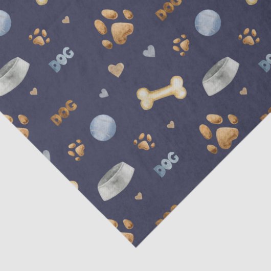 Dog Paw Prints and Botten Cute Tissuepapier (Detail)