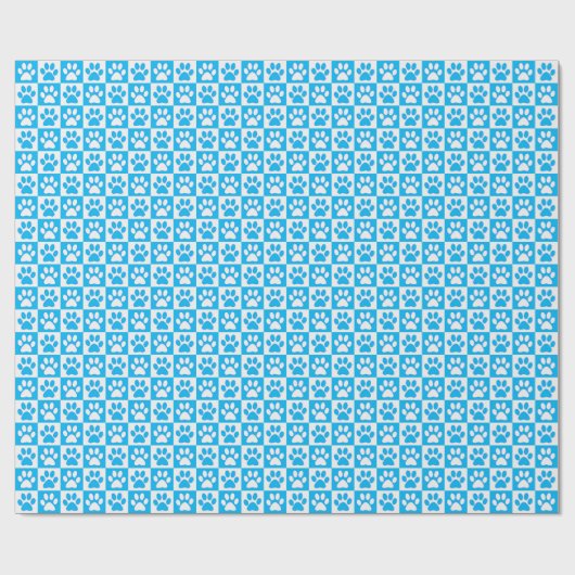Dog Paw Prints aqua en wit Cadeaupapier (Vlak)
