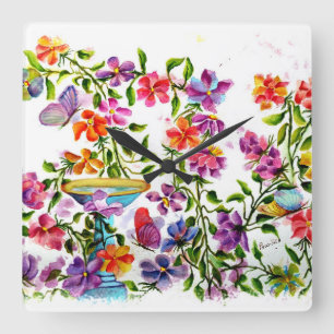 DOG PAW PRINTS BIRD BATH VIERKANTE KLOK