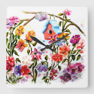 DOG PAW PRINTS BIRD HOUSE VIERKANTE KLOK