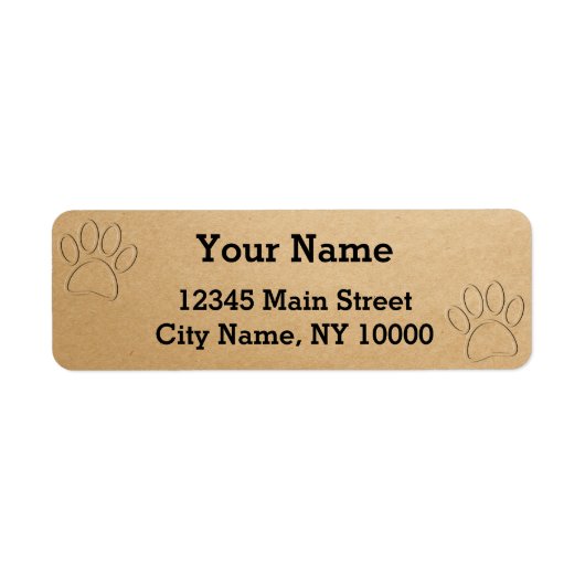 Dog Paw Prints Editable Text Etiket (Voorkant)