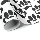 Dog Paw Prints en Botten Patroon Zwart Wit Cadeaupapier (Rol Hoek)