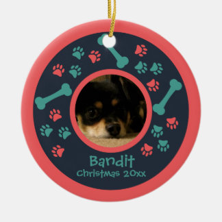 Dog Paw Prints Foto Ornament