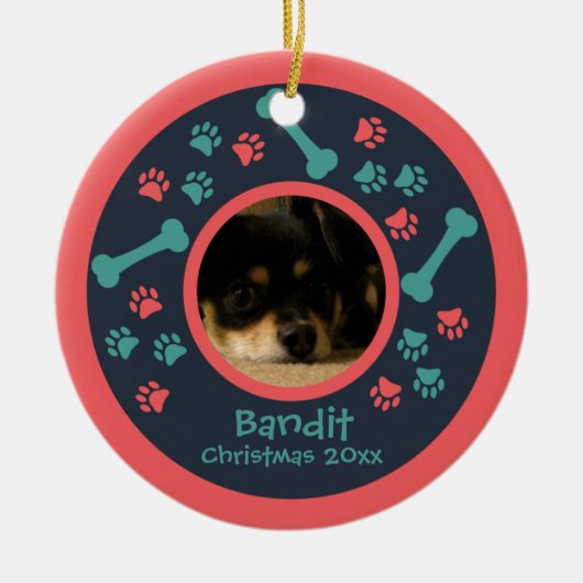 Dog Paw Prints Foto Ornament (Voorkant)