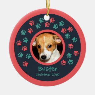 Dog Paw Prints Foto Ornament