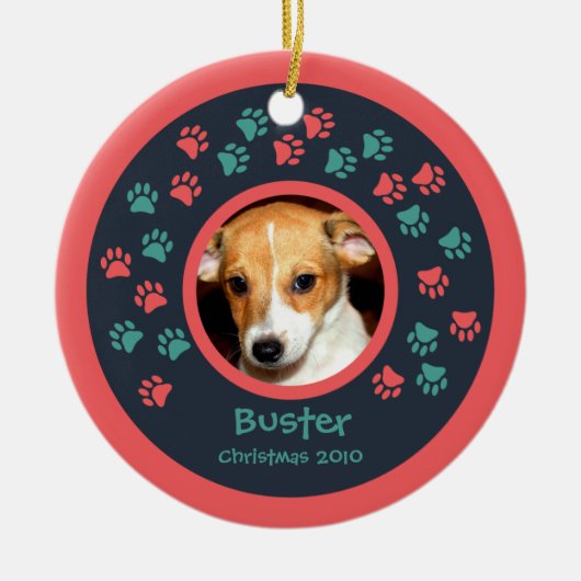 Dog Paw Prints Foto Ornament (Voorkant)