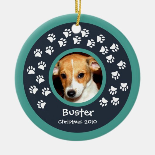 Dog Paw Prints Foto Ornament (Voorkant)