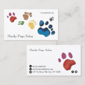 Dog Paw Prints Grooming Kleurrijk Visitekaartje (Voorkant / Achterkant)