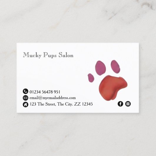 Dog Paw Prints Grooming Kleurrijk Visitekaartje (Achterkant)