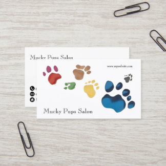 Dog Paw Prints Grooming Kleurrijk Visitekaartje