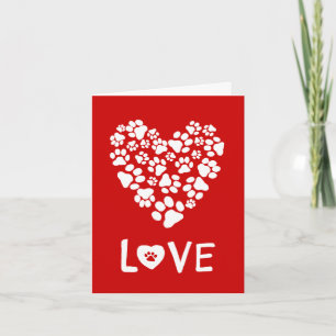 Dog Paw Prints Heart Valentijnsdag Love Card Feestdagen Kaart