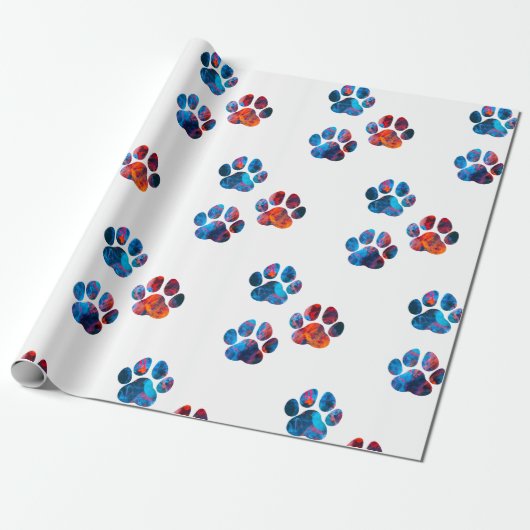 Dog Paw Prints - Inkt in water Cadeaupapier (Uitgerold)