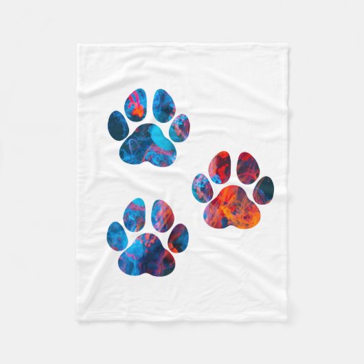 Dog Paw Prints - Inkt in water Fleece Deken (Voorkant)