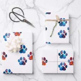 Dog Paw Prints - Inkt in water Inpakpapier Vel