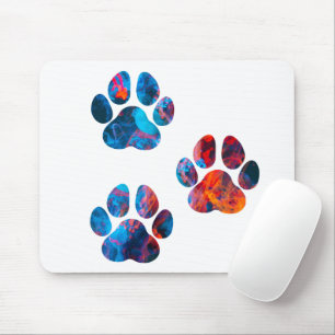Dog Paw Prints - Inkt in water Muismat
