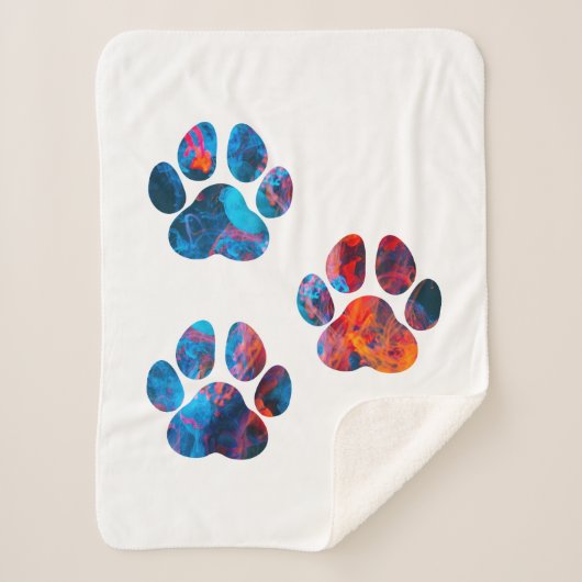 Dog Paw Prints - Inkt in water Sherpa Deken (Voorkant)