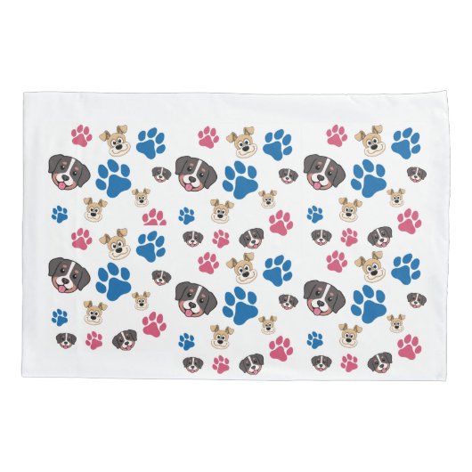 Dog Paw Prints Paar van Kussensloop Standaard Maat (Achterkant-Links)
