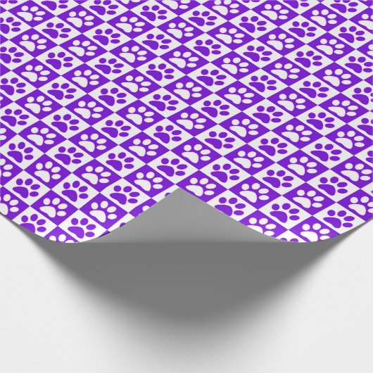 Dog Paw Prints paarse en wit Cadeaupapier (Hoek)