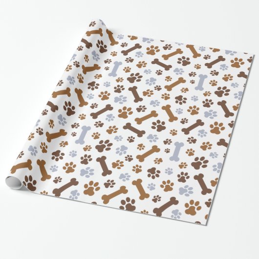 Dog Paw Prints Patroon Cadeaupapier (Uitgerold)