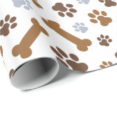 Dog Paw Prints Patroon Cadeaupapier (Rol Hoek)