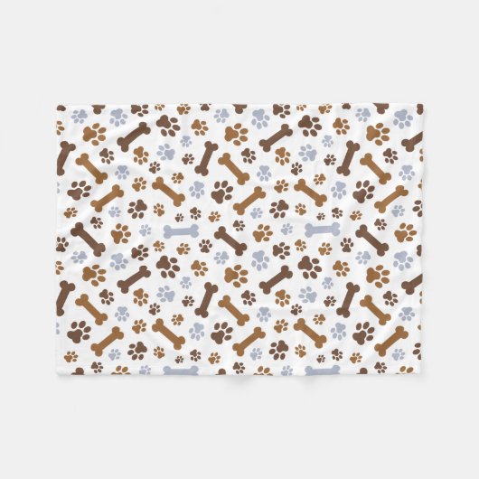 Dog Paw Prints Patroon Fleece Deken (Voorkant (Horizontaal))