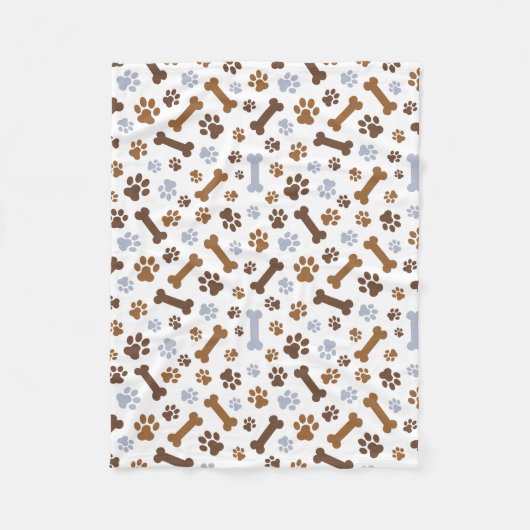 Dog Paw Prints Patroon Fleece Deken (Voorkant)
