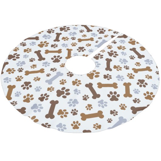 Dog Paw Prints Patroon Kerstboom Rok (Gekanteld)