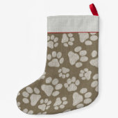 Dog Paw Prints Pattern Cute Custom Pet Lover Kleine Kerstsok (Achterkant)