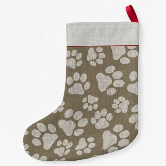 Dog Paw Prints Pattern Cute Custom Pet Lover Kleine Kerstsok (Achterkant)