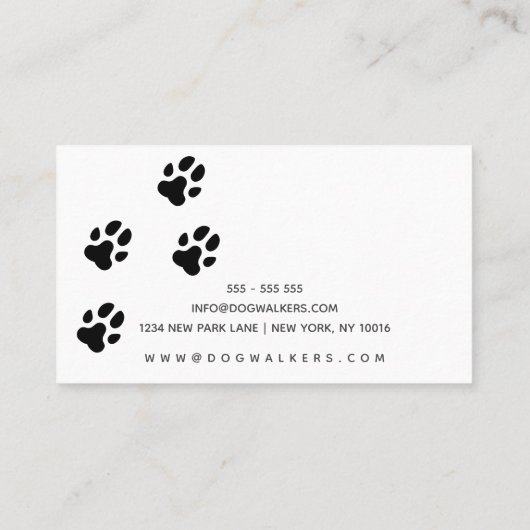 Dog Paw Prints - Pet Sitter of Dog Walker Visitekaartje (Achterkant)