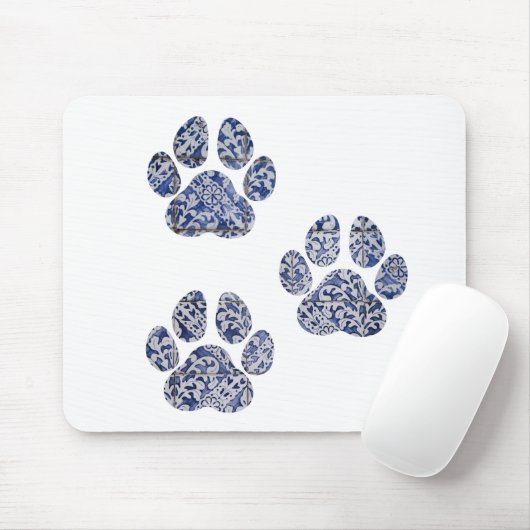 Dog Paw Prints - Portugese tegels Muismat (Met muis)