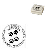 Dog Paw Prints Rond Retour Adres Rubber Stempel (Gestempeld)