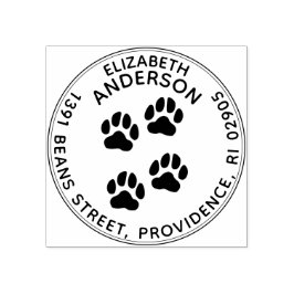 Dog Paw Prints Rond Retour Adres Rubber Stempel