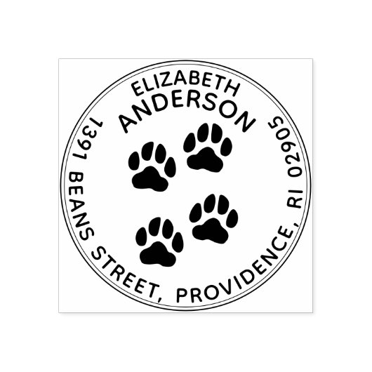Dog Paw Prints Rond Retour Adres Rubber Stempel (Afrduk)