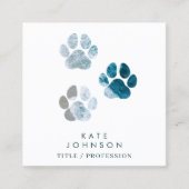 Dog Paw Prints Strandgolven QR Code Social Media Vierkante Visitekaartje (Voorkant)