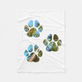 Dog Paw Prints - Tropische handpalmen Fleece Deken