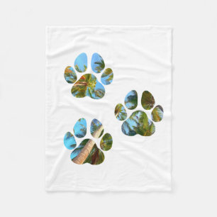 Dog Paw Prints - Tropische handpalmen Fleece Deken