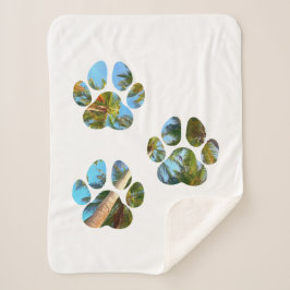 Dog Paw Prints - Tropische handpalmen Sherpa Deken