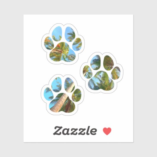 Dog Paw Prints - Tropische handpalmen Sticker (Vel)
