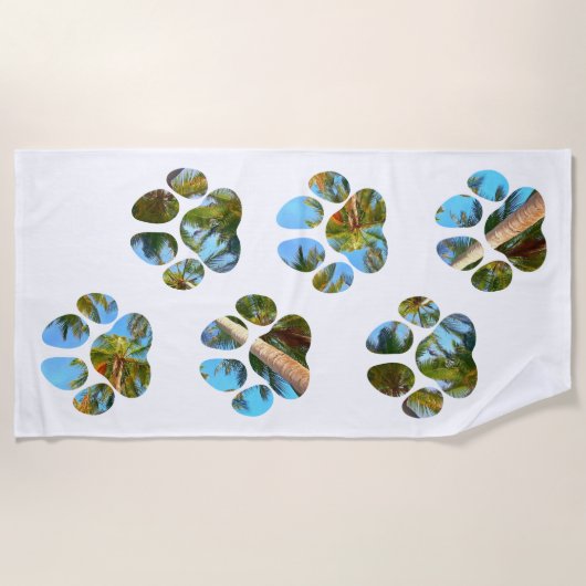 Dog Paw Prints - Tropische handpalmen Strandlaken (Voorkant)