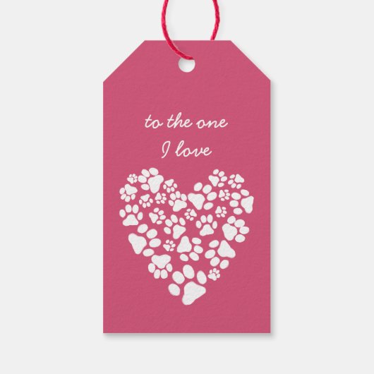 Dog Paw Prints Valentijn Hart Cadeaulabel (Achterkant)