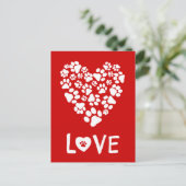 Dog Paw Prints Valentijn Love Heart Feestdagenkaart (Staand voorkant)