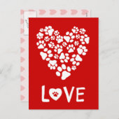 Dog Paw Prints Valentijn Love Heart Feestdagenkaart (Voorkant / Achterkant)