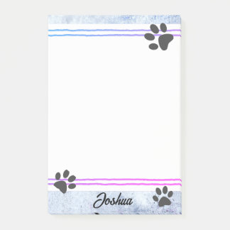 dog paw prints watercolor design personalized  post-it® notes