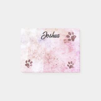 dog paw prints watercolor design personalized  post-it® notes