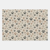 Dog Paw Prints Wrapping Paper Flat Sheet Set van 3 (Voorkant 3)