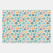 Dog Paw Prints Wrapping Paper Flat Sheet Set van 3 (Voorkant 2)