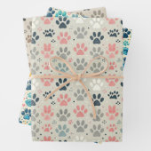 Dog Paw Prints Wrapping Paper Flat Sheet Set van 3 (In situ)