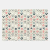 Dog Paw Prints Wrapping Paper Flat Sheet Set van 3 (Voorkant)