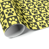 Dog Paw Prints zwart en geel Cadeaupapier (Rol Hoek)